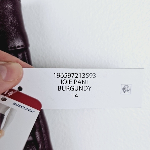 Joie Burgundy Faux Leather Pants NWT Plus Size 14 - Picture 10 of 12